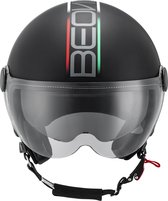 BEON B120 Lifestyle - Jethelm met vizier - XS - Geschikt als Scooter Helm, Brommer Helm, Snorfiets Helm, Scooter Helm & Jethelm Motor - Retro Helm - Mat Zwart - Retro Scooterhelmen voor Vrouwen & Mannen