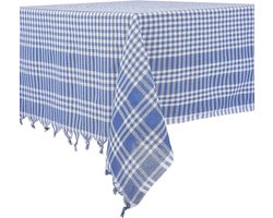 Landhuistafelkleden in geruit - 160 cm vierkant geruit tafelkleed 100% katoen picknickkleed - Kareli Masa Ortusu Sofra Piknik (blauw 160 cm)