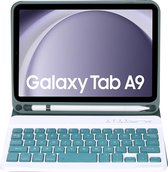 Case2go - Bluetooth Toetsenbordcase voor Samsung Galaxy Tab A9 (2023) - Met stylus pen houder - QWERTY Keyboard case - Donker Groen