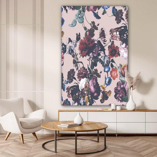 Peintures sur Toile - Fleurs - Motifs - Vintage - 120x180 cm - Décoration murale XXL