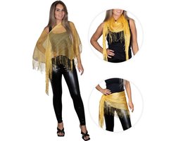 Glitter - sexy beach jurkje - festival poncho - strand topje - pareo - goud - Toppers 2025