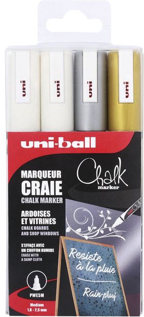Krijtstift uni-ball chalk rond set à 4 stuks | 4 stuk