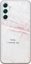 Leuke Telefoonhoesjes - Hoesje geschikt voor Samsung Galaxy A34 - Today I choose joy - Soft case - TPU - Tekst - Grijs