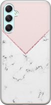 Leuke Telefoonhoesjes - Hoesje geschikt voor Samsung Galaxy A34 - Marmer roze grijs - Soft case - TPU - Roze
