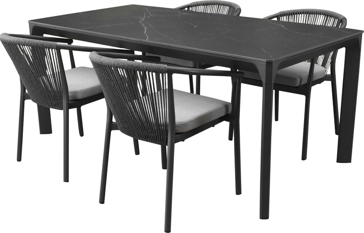 Dora Apollo dining tuinset 180x90xH75 cm 5 delig antraciet aluminium