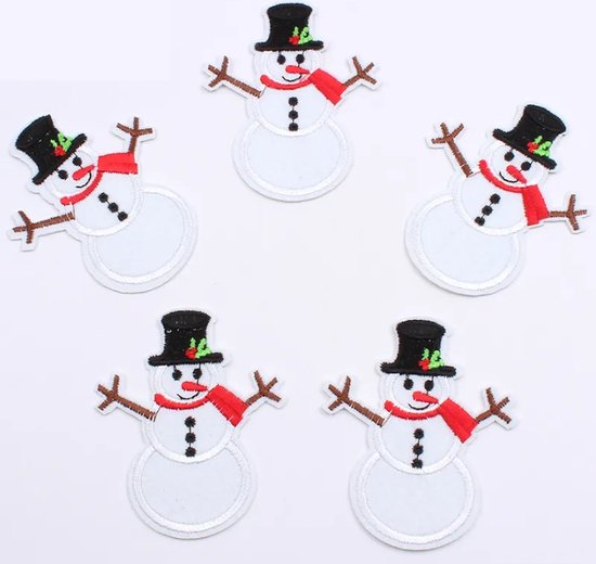 Foto: Sneeuwpop strijk embleem kerstcadeau set van 5 sneeuwpop patches strijkapplicatie leuk cadeau winter kerst strijkembleem versiering voor kleding