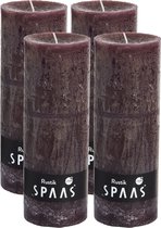 SPAAS Kaarsen - Rustieke kaarsen 68/190 mm - Stompkaars - 95 branduren - Warm Bruin - 4 stuks - Voordeelverpakking