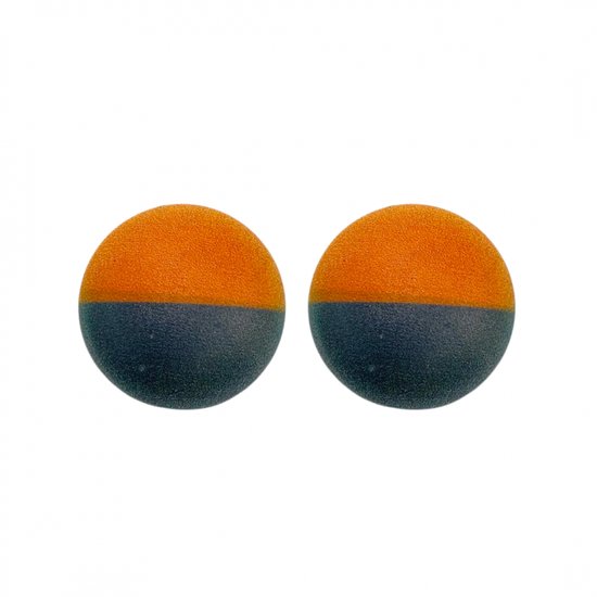 Clip oorbellen -oranje -zwart- 2 cm -kunststof- geen gaatjes- Charme Bijoux