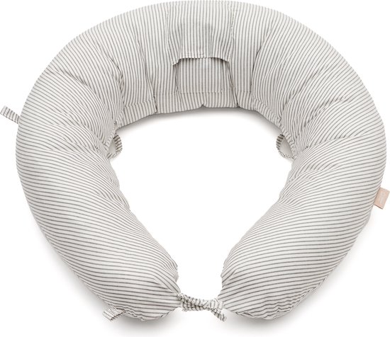 Voedingskussen - Kave Home - Borstvoedingskussen Yamile 100% biologisch katoen (GOTS) beige met grijze streepjes