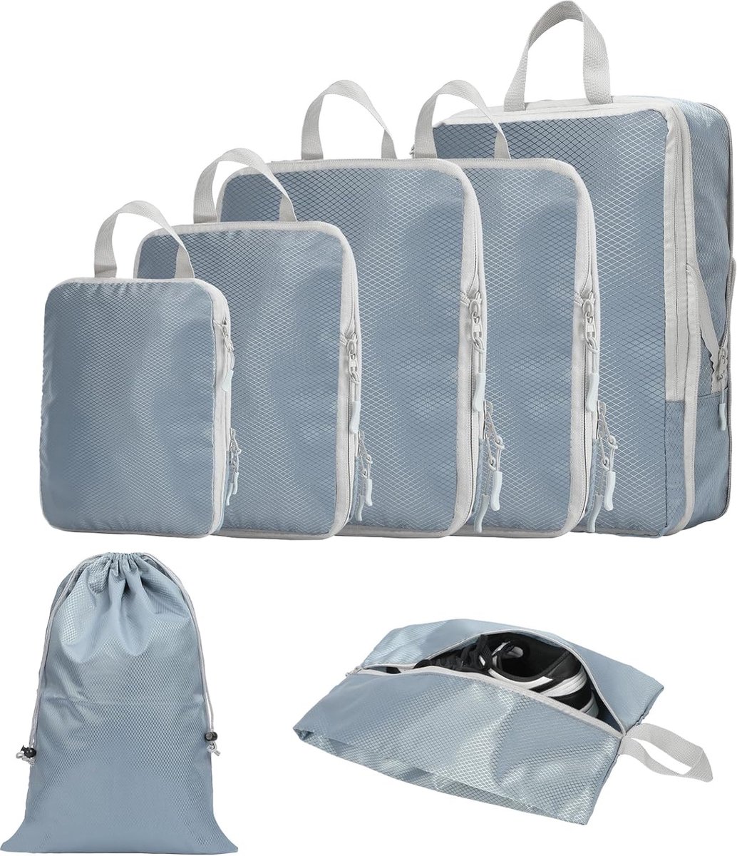 Set 7 Pièces Cubes De Compression Voyage YYDSLEE Noir - Sacs Organisateurs Valise Compression + Sac Chaussures & Linge Sale