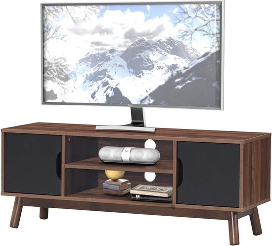 TV-lowboard tv-kast hout, tv-kast voor tv's tot 50 inch, televisietafel met deuren en open rek voor woonkamer en slaapkamer, 120 x 39 x 47 cm