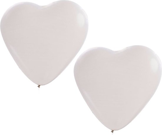 Hartjes ballonnen - 6x stuks - wit - 27 cm - bruiloft/huwelijk/valentijn decoratie