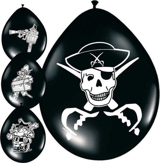 Folat Piraten ballonnen - D25 cm - 8x stuks - feest artikelen - feestversiering - ballon