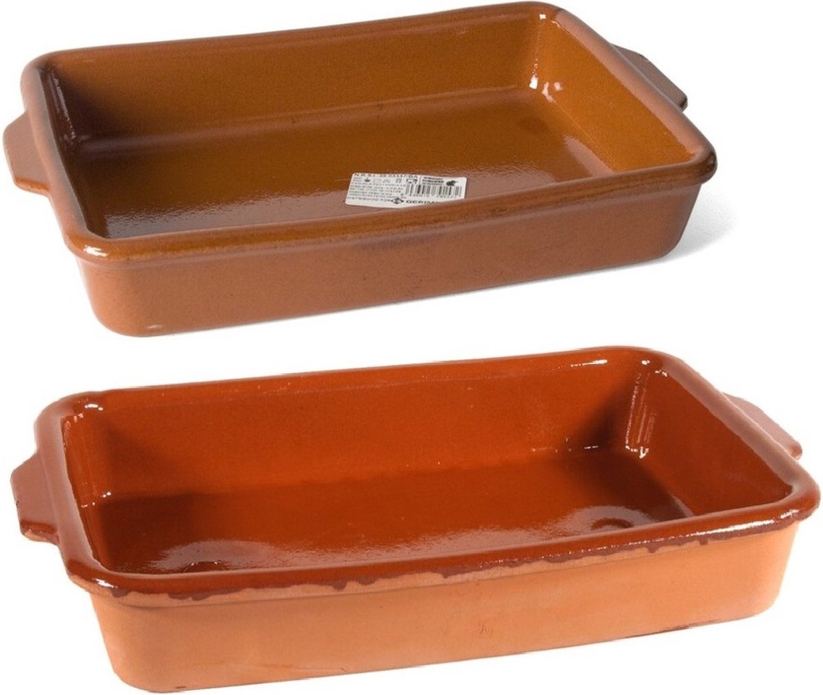Ovenschalen set 2x stuks - aardewerk - 2,5 liter en 4 liter - Terracotta ovenschotels - serveerschalen