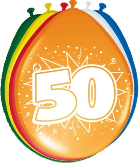 Folat Verjaardag leeftijd ballonnen 50 jaar - 8x - multi - 30 cm - Abraham - versieringen