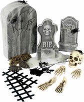Halloween 24-delige complete horror kerkhof set met grafstenen - Halloween versiering en decoratie