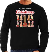 Bellatio Decorations foute kersttrui/sweater voor heren - All I want for Christmas - piemels - zwart XXL