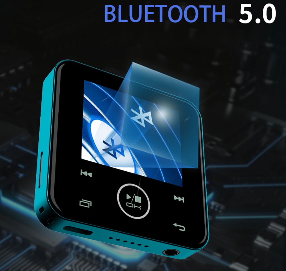 Lecteur audio vidéo MP3-MP4 GENERIQUE Mini lecteur mp3 mp4 bluetooth 4 go  avec haut-parleurs de musique sport à touches tactiles fm media - bleu