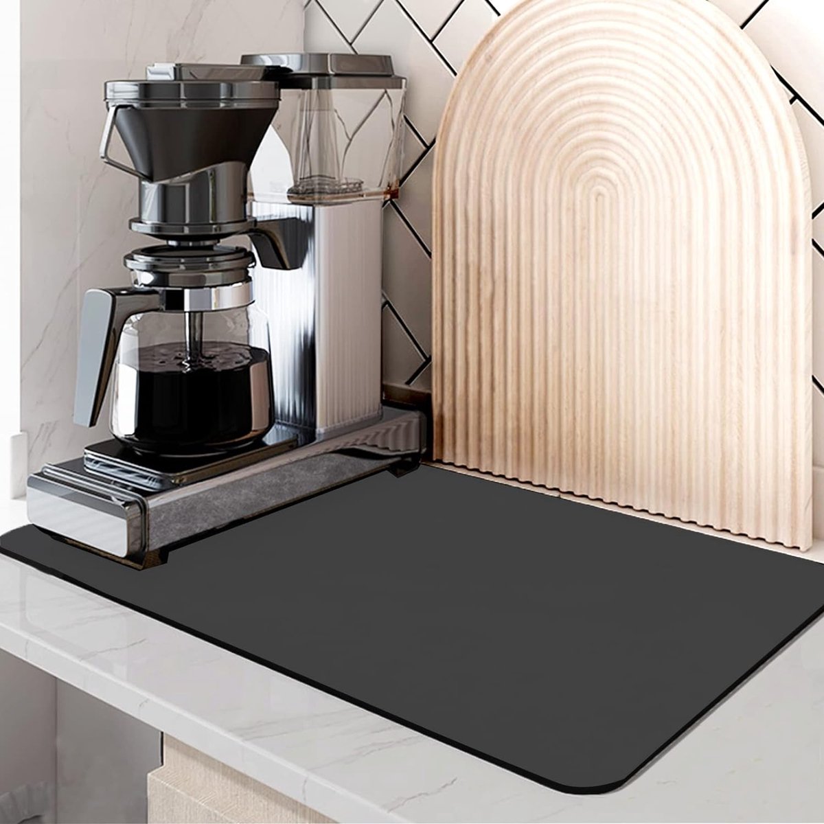 2 Pack Keuken Super Absorberende Aftapmat 16 "× 12" Schotel Droogmat Antislip Absorberende Aftapmat Koffiezetapparaat Mat Keuken Counter Mat voor Schotel Koffiebar Werkblad (Donker & Lichtgrijs)