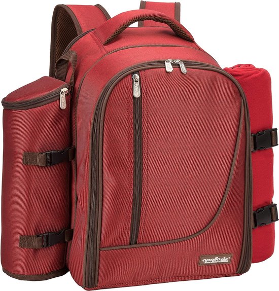 Picknickmand Set HappyPicnic Geïsoleerde Picknickrugzak Set Voor 4 Personen - Compleet Met Servies, Koelvak En Waterdicht Kleed Bbq Tafel