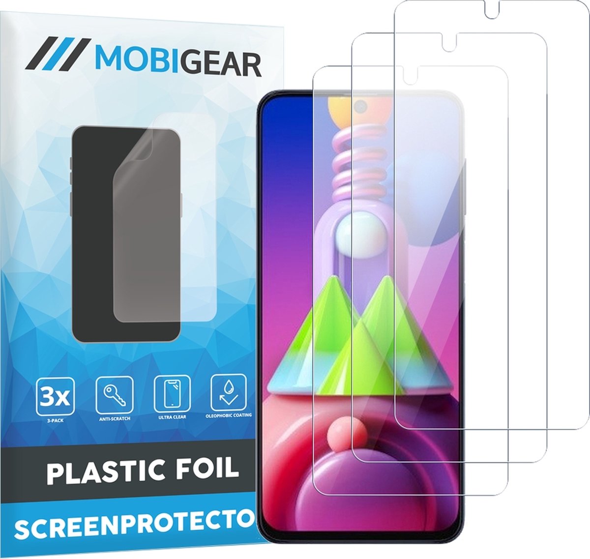 Mobigear Screenprotector geschikt voor Samsung Galaxy M51 | Mobigear Screenprotector Folie - Case Friendly (3-Pack)