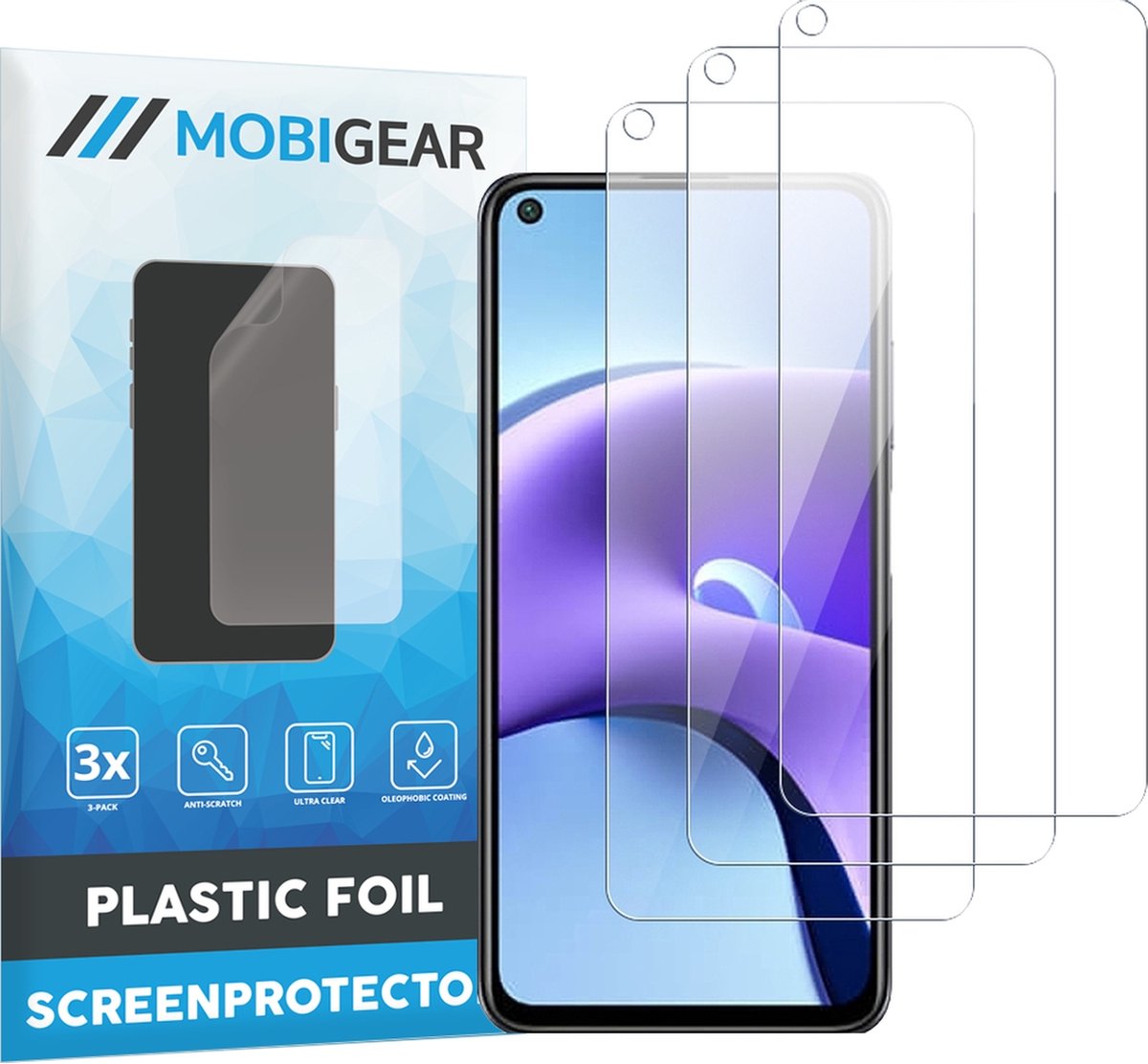 Mobigear Screenprotector geschikt voor Xiaomi Redmi Note 9T | Mobigear Screenprotector Folie - Case Friendly (3-Pack)