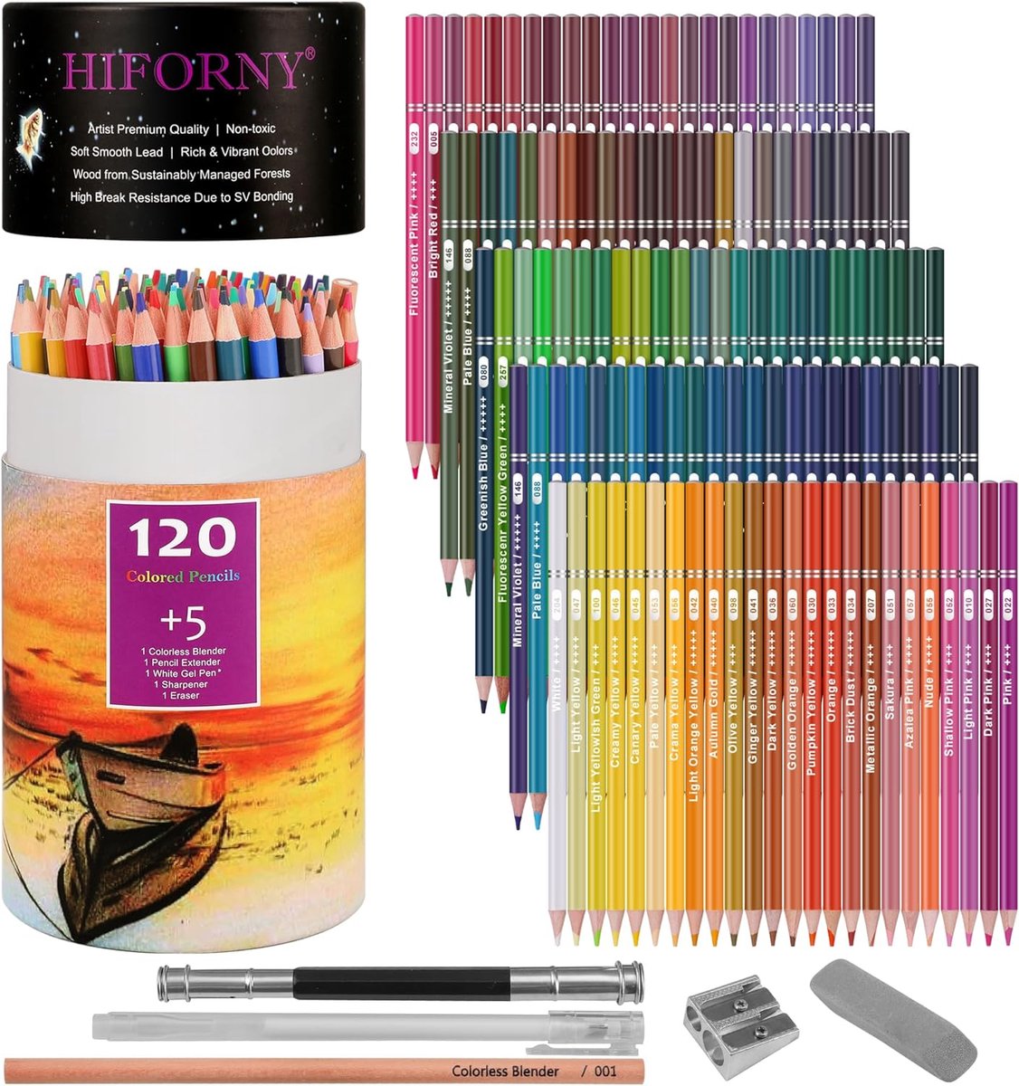 125-delige kleurpotlodenset voor volwassenen, 120 kleuren kleurpotloden met extra's, zachte kern, tekenpotloden, kunstbenodigdheden voor volwassenen, beginners