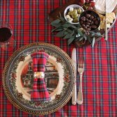4x Servet Windsor rood 40 x 40 (Strijkvrij) - Schotse ruit - kerst - tartan - traditioneel - vintage (strijkvrij)