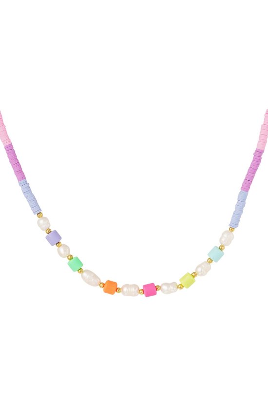 Colourful pearls- necklace - Rainbow collection- Multi- Stainless Steel - Ketting - Yehwang
