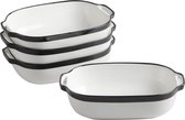 Keramische braadpan [set van 4] – lasagne braadpan hoog voor bakken, serveren en invriezen, grote braadpan, tiramisu rechthoekig – 20 x 13,5 x 6,2 cm wit