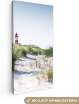 Canvas schilderij duinen en wadden zee 40x80 - Kamer decoratie accessoires strand en zee - Beach schilderijen woonkamer - Wanddecoratie slaapkamer - Muurdecoratie keuken - Wanddoek interieur binnen - Woondecoratie huis - Woonaccessoires