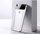 Apple iPhone XR TOTU Magic Mirror/ gehard TPU beschermhoes kleur transparant met grijze randen + gratis screenprotector