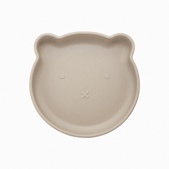 Dutsi - Bear Series - Assiette pour bébé en Siliconen avec motif ours - 18 cm - Sans BPA - Taupe