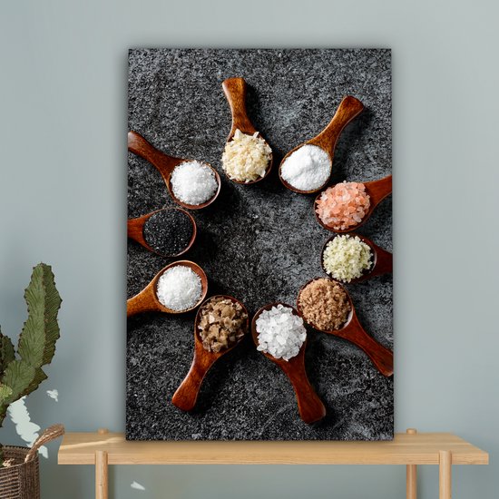 Impression sur Toile Cuillère - Herbes - Épices - Cuisine - Industriel - 40x60 cm - Décoration murale