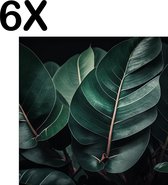 BWK Textiele Placemat - Groene Bladeren met Donkere Shaduw - Set van 6 Placemats - 40x40 cm - Polyester Stof - Afneembaar