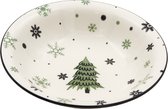 Diepe Porseleinen Kerst Borden met Kerstboom Design - Kerstservies - 21CM - 6 stuks