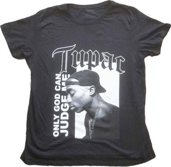 Tupac - Only God Text Dames T-shirt - 3XL - Zwart