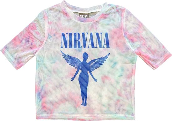 Nirvana - Angelic Blue Mono Crop top - XXS - Wit/Roze