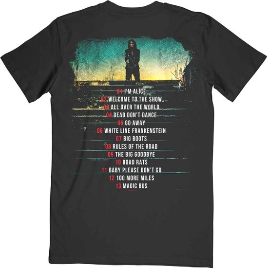 T-shirt homme Alice Cooper - Road Cover Tracklist - S - Zwart