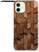 Stevig Telefoonhoesje geschikt voor iPhone 12 Mini Wooden Cubes