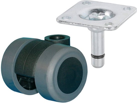 Döner Helmer Parquet-Roue De Roulette Fixe 38 Mm TPE Gris