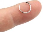 Fake Neuspiercing Zilver - Neusring - Nep Piercing Ring - RVS - Verkleedaccessoires - 8mm