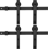 vidaXL - Hardwaresets - voor - schuifdeuren - 2 - st - 200 - cm - staal - zwart