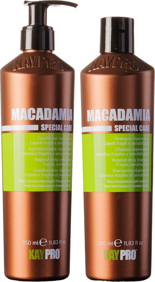KayPro Macadamia set shampoo 350ml & conditioner 350ml - bundel ideaal voor het verzorgen van droog, fijn en beschadigd haar - haarverzorging set - Geschenkset - Giftset - voordeelverpakking