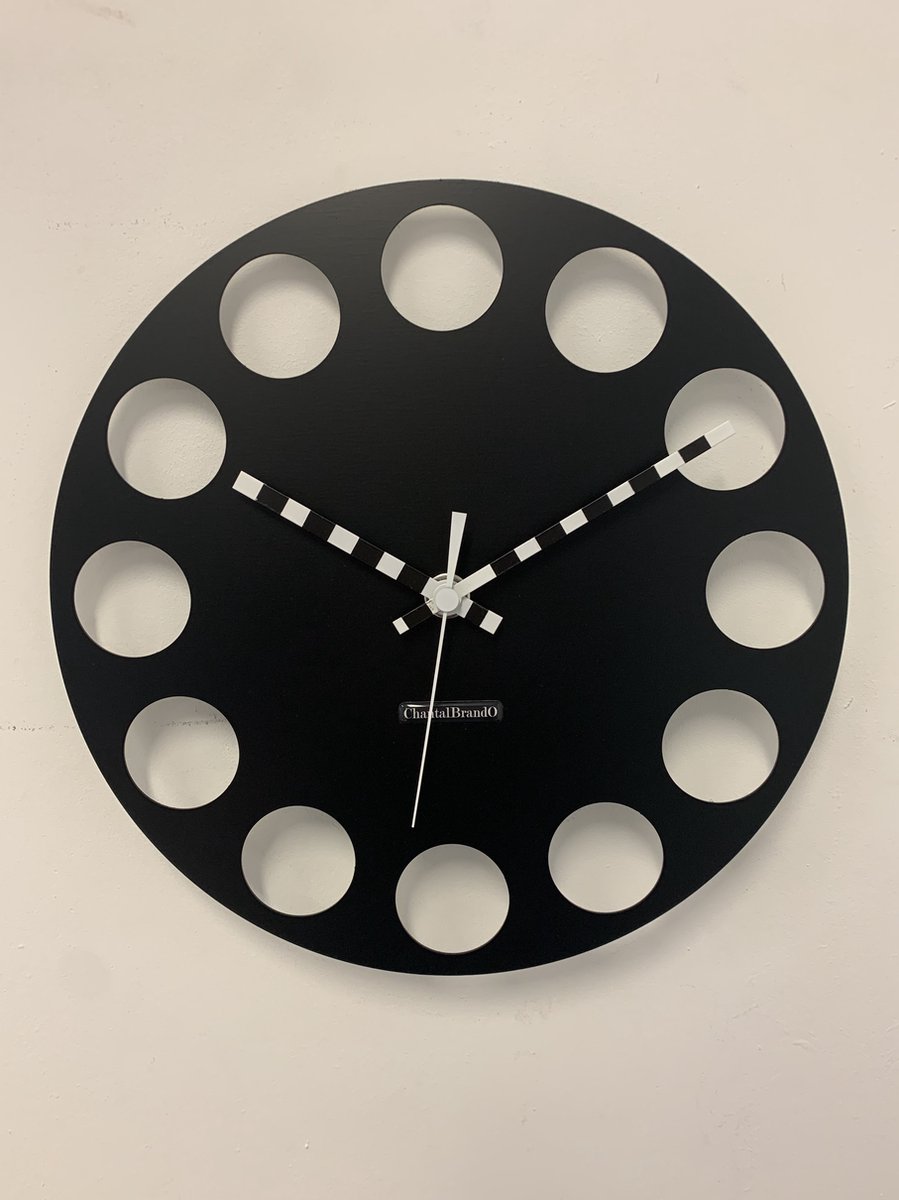 Wandklok CHANTALBRANDO -- BLACK TORNADO 34 -- MODERN DESIGN -- zwart