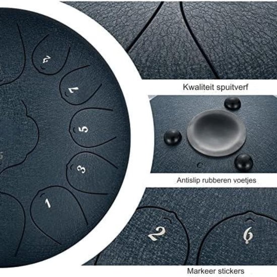Steel Tongue Drum - Handpan Drum - Hangdrum - ( 30cm 13 Notities C-Sleutel/Donkerblauw ) van MALQIAO — afbeelding 3