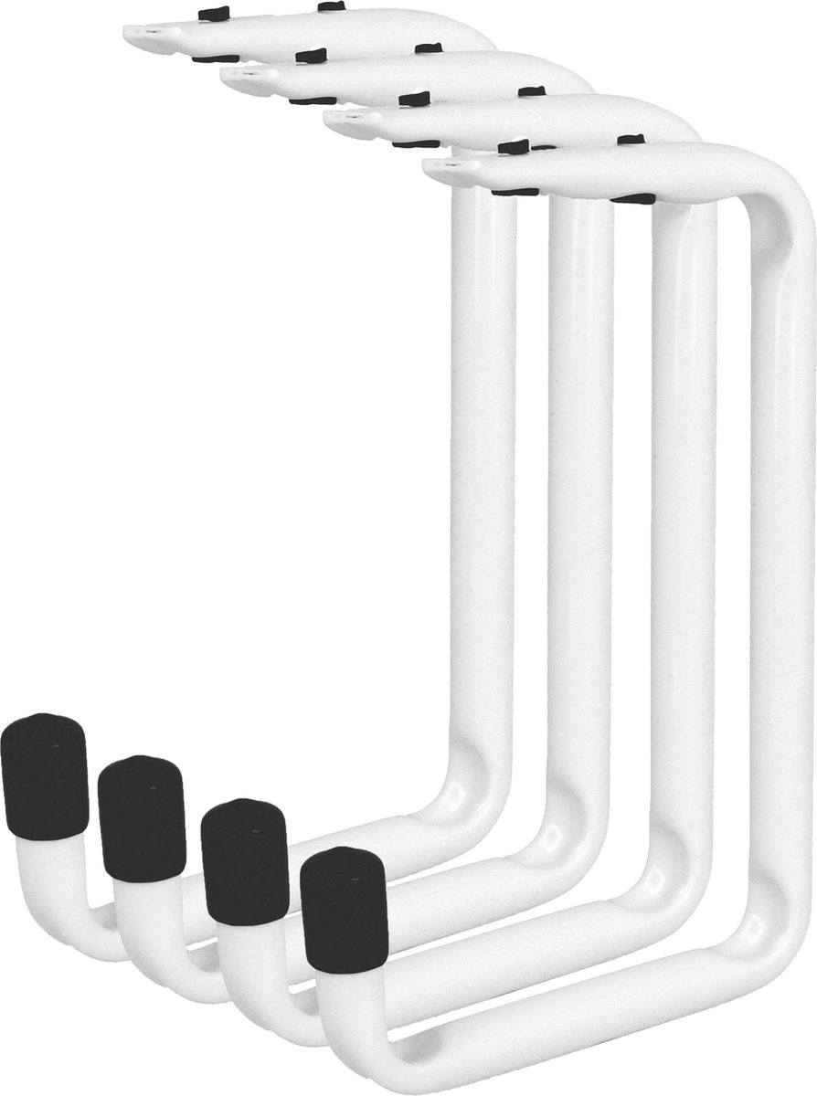 Amig Garage/fiets plafond ophanghaken - 4x - metaal - wit - H15 cm x B11 cm