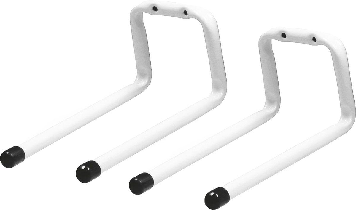 Amig Garage wand/muur ophanghaken - 2x - metaal - wit - H12 cm x L19 cm
