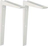 AMIG Plankdrager/planksteun - 2x - aluminium - gelakt wit - H300 x B200 mm - boekenplank steunen