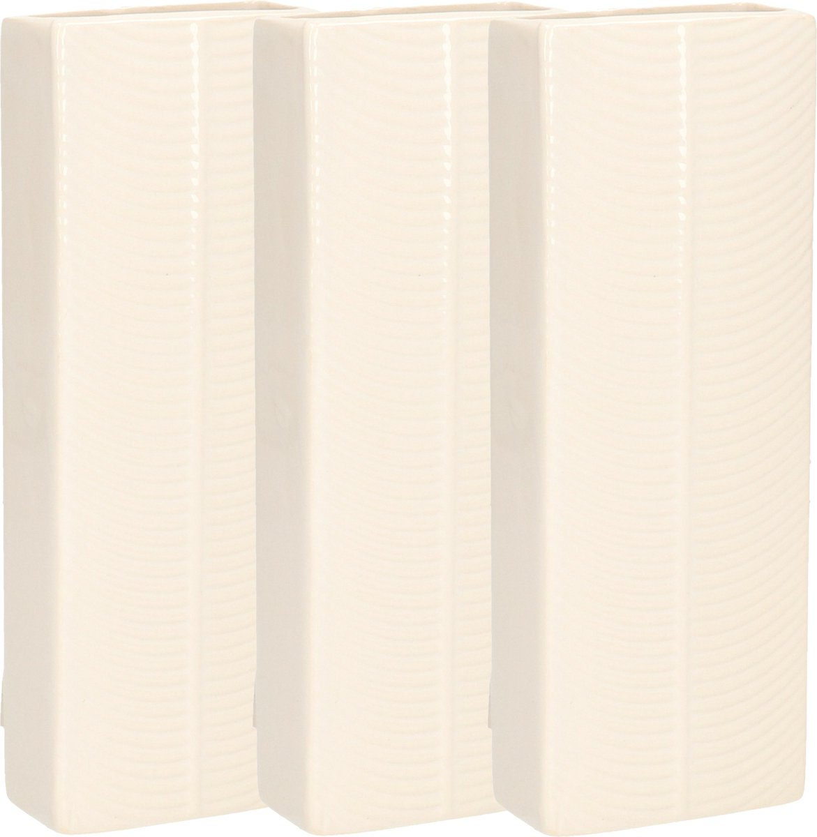 Gerimport Waterverdamper - 3x - ivoor wit - keramiek - 400 ml - radiatorbak luchtbevochtiger - 7,4 x 18,6 cm